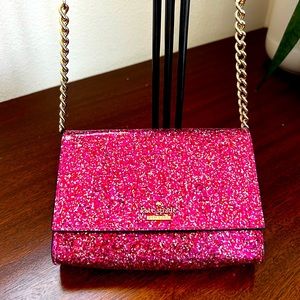 Kate Spade girls crossbody pink glitter purse